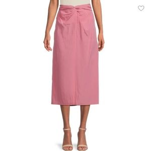 Vince Pink Ruched Midi Front Slit Midi Skirt
